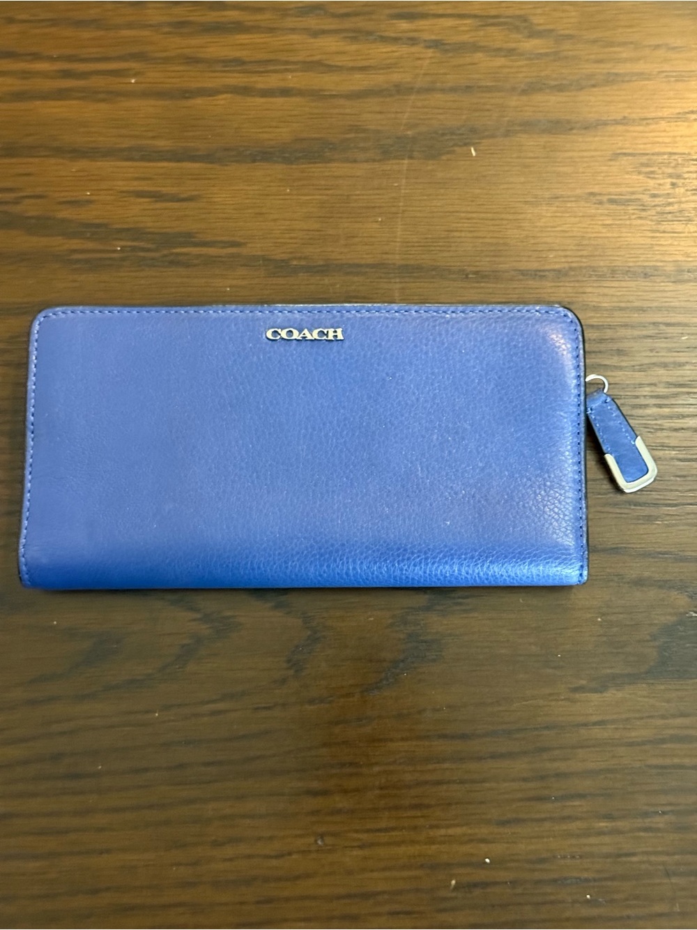 Coach Skinny Wallet Smooth Calf Leather Stone Blue Silver Hardware